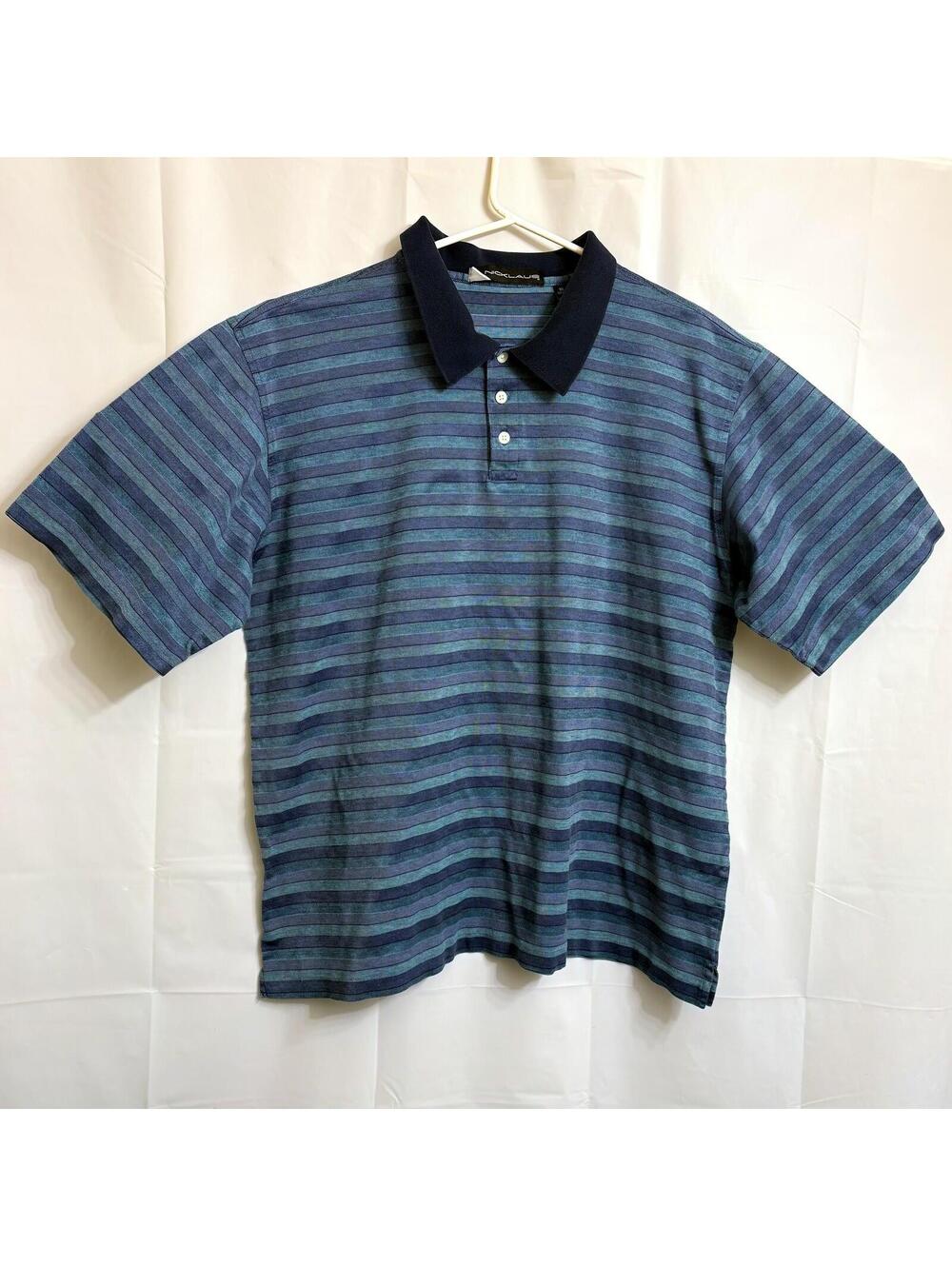 Jack Nicklaus Men's XL Striped Polo Shirt 100% Cotton Short Sleeve Blue